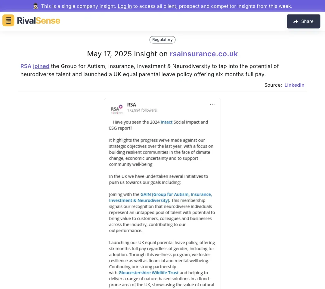 Company A’s parental leave policy announcement