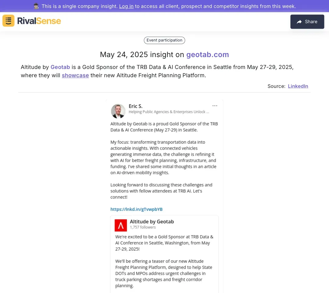 Altitude by Geotab sponsorship example