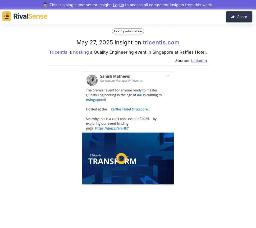 Tricentis Singapore Event