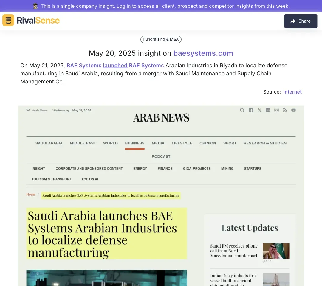 BAE Systems Launch