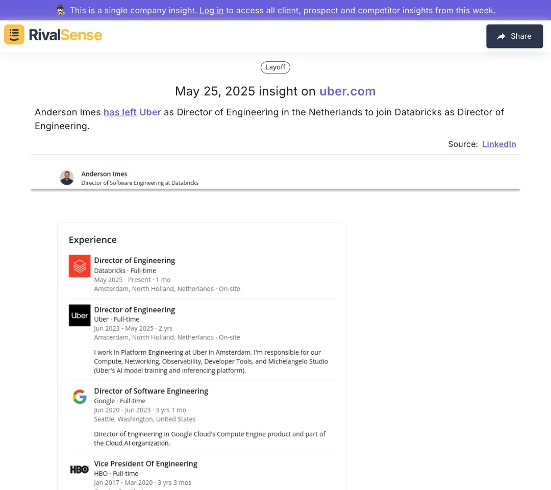 Management Change Alert