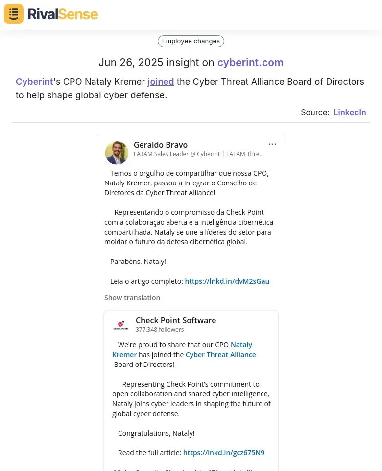 Cyberint's CPO joins Cyber Threat Alliance Board