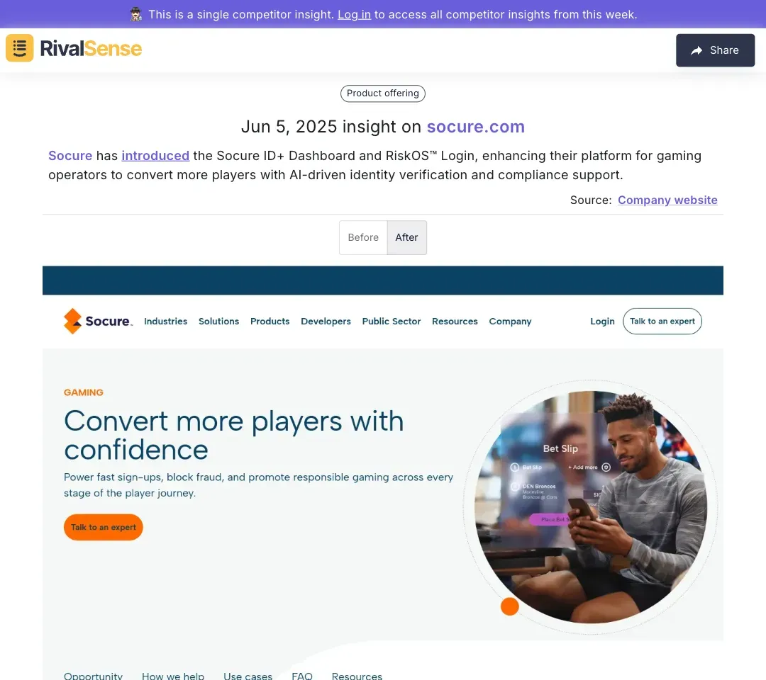 Socure's new gaming identity verification dashboard