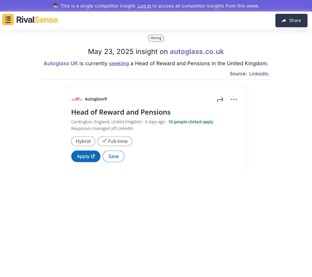 Autoglass Hiring Insight