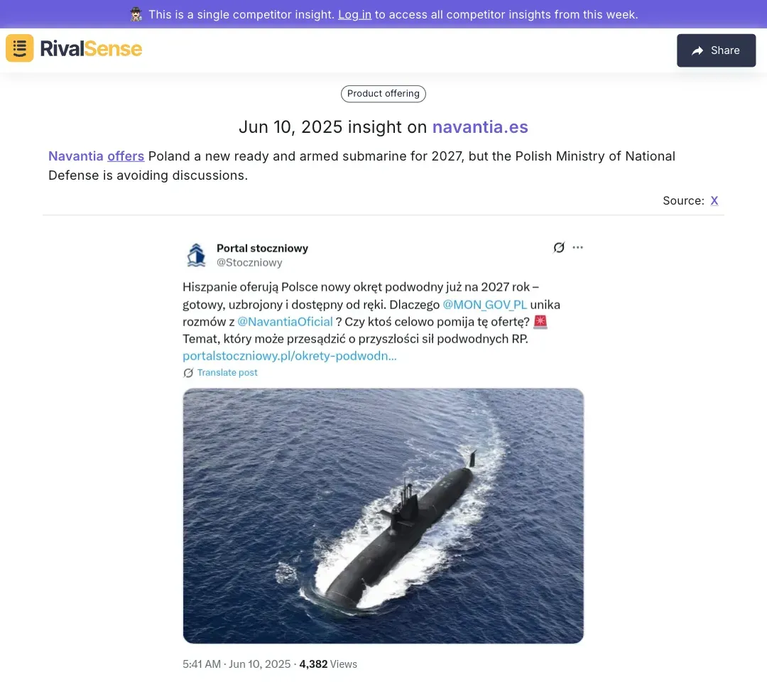 Navantia's submarine offer to Poland