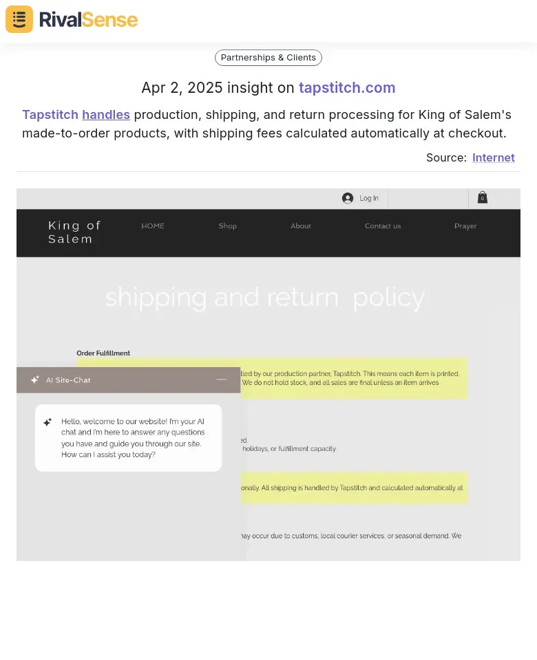 Tapstitch Service Model