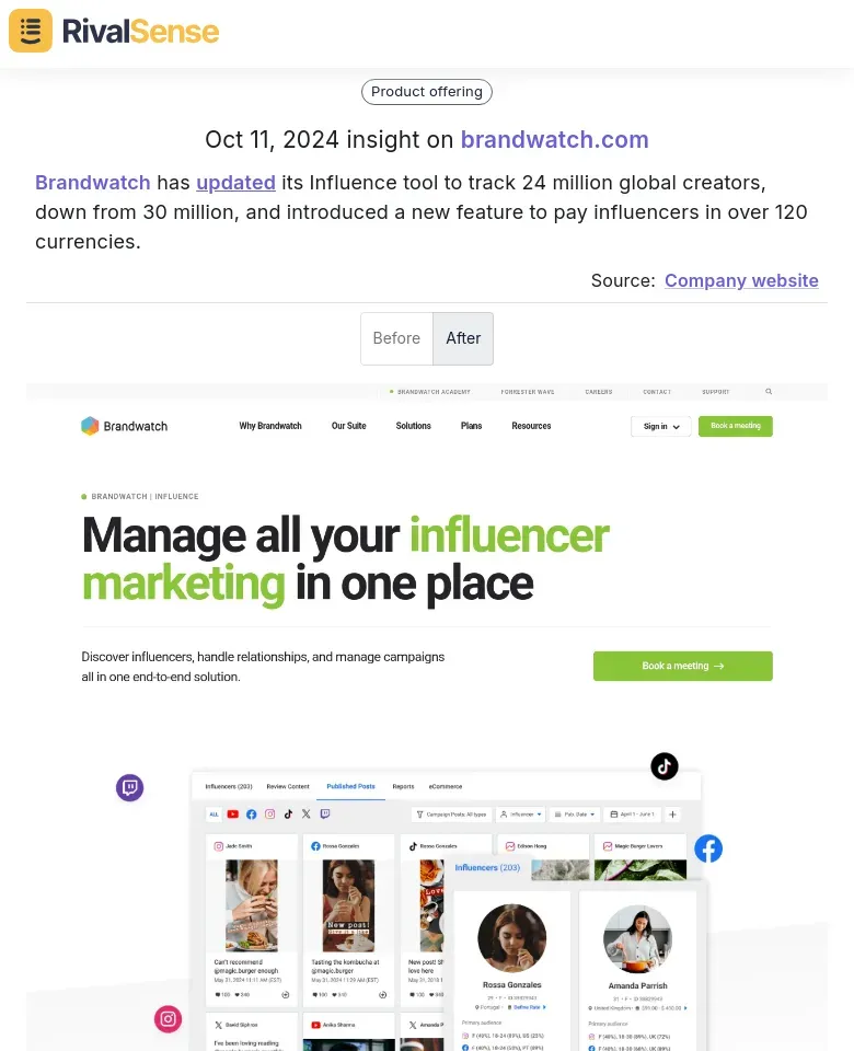 Influencer Tracking Update
