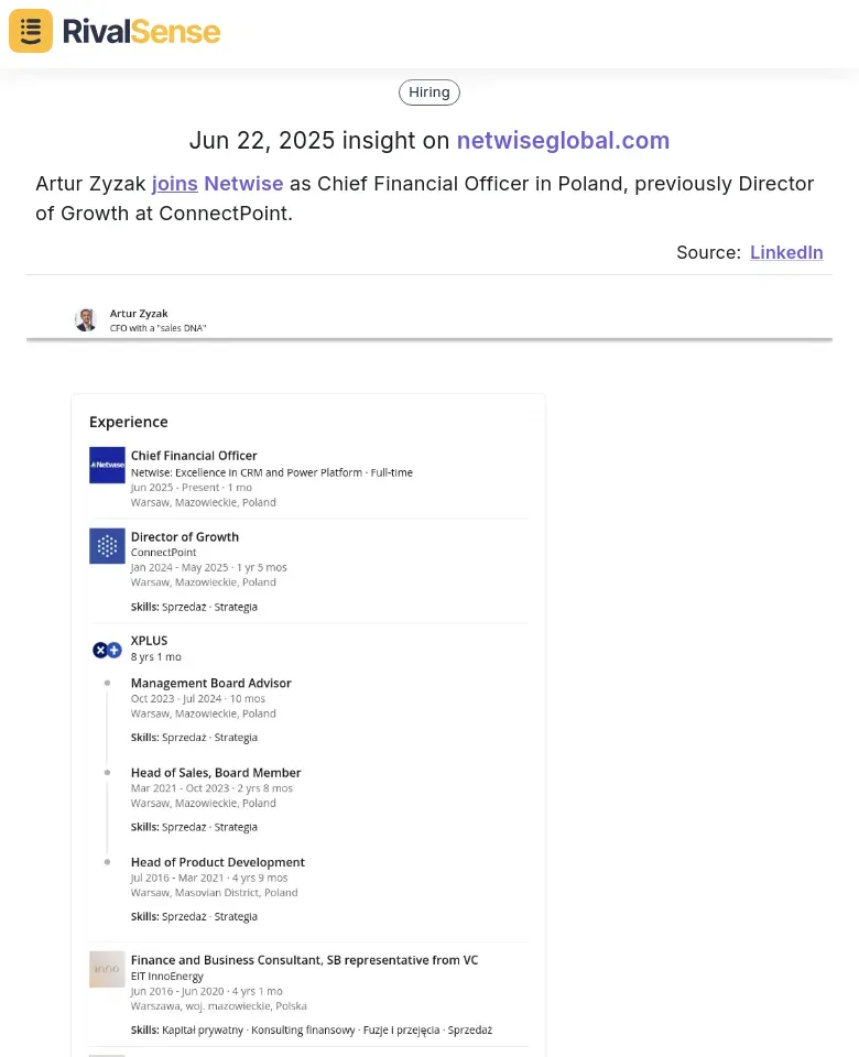 Netwise Management Change