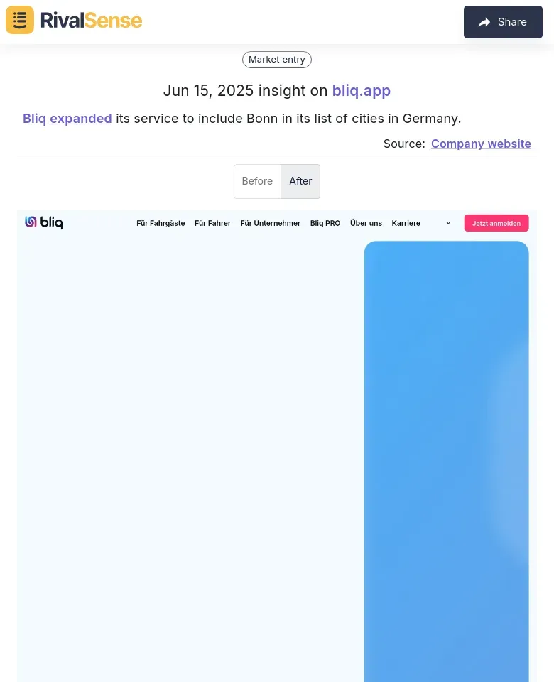 Bliq service expansion to Bonn