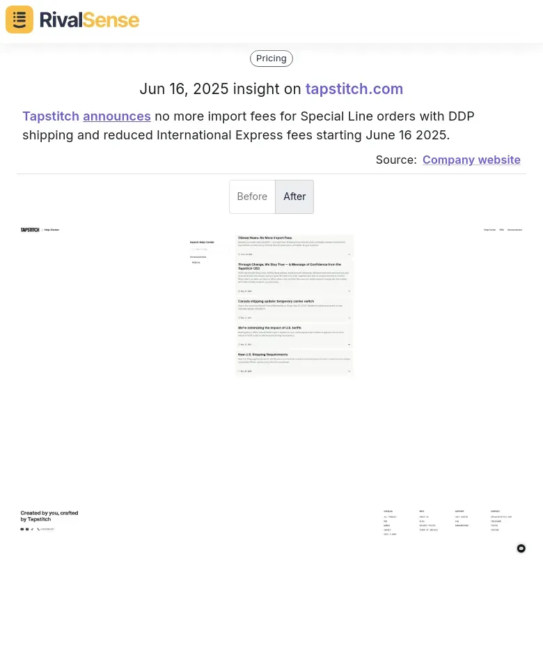 Tapstitch Pricing Update