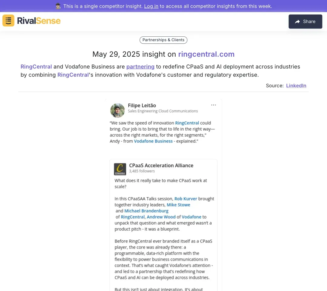 RingCentral-Vodafone Partnership