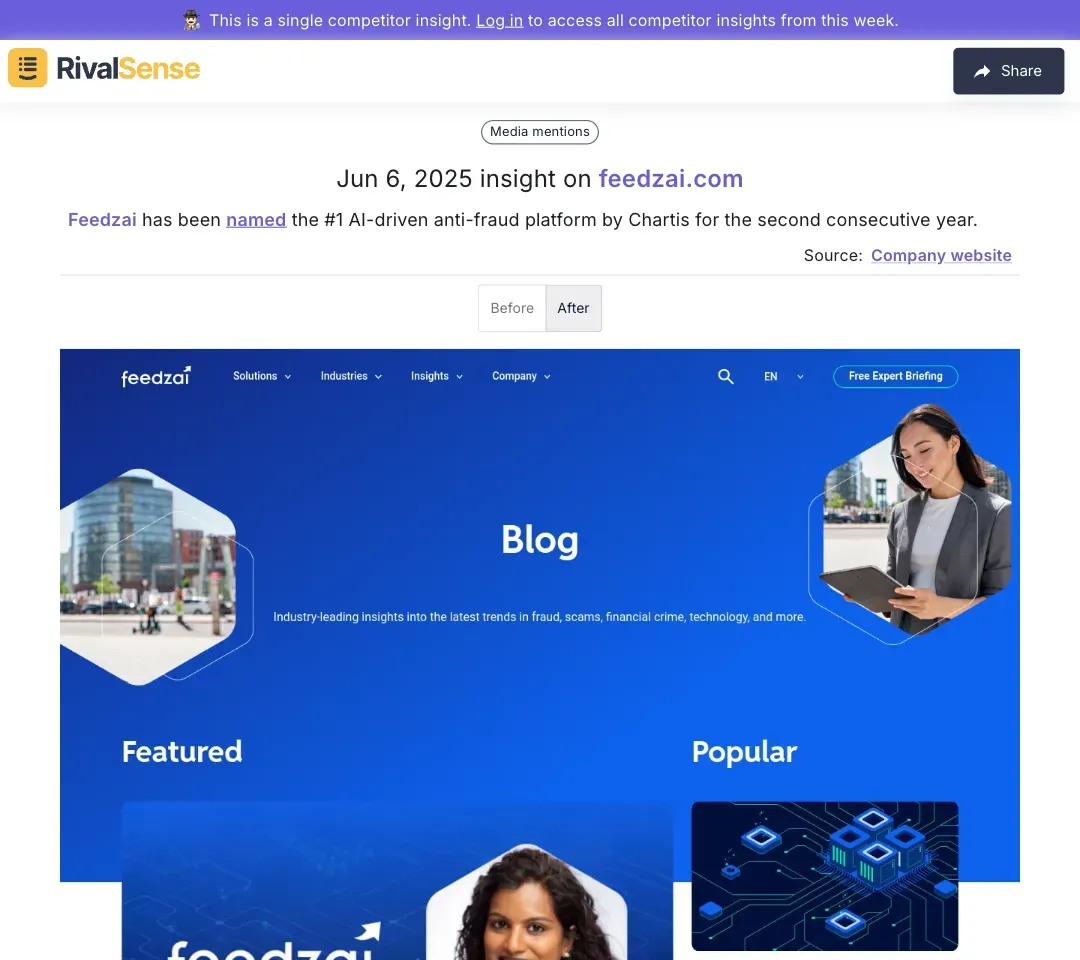 Feedzai named #1 AI anti-fraud platform