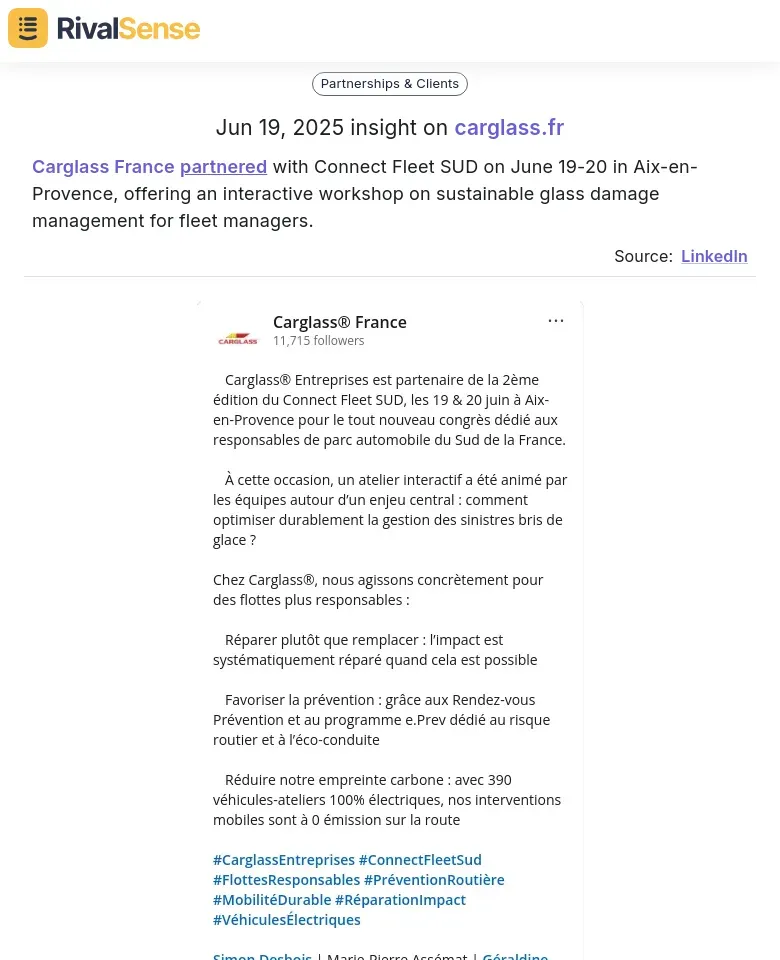 Carglass France partnership workshop