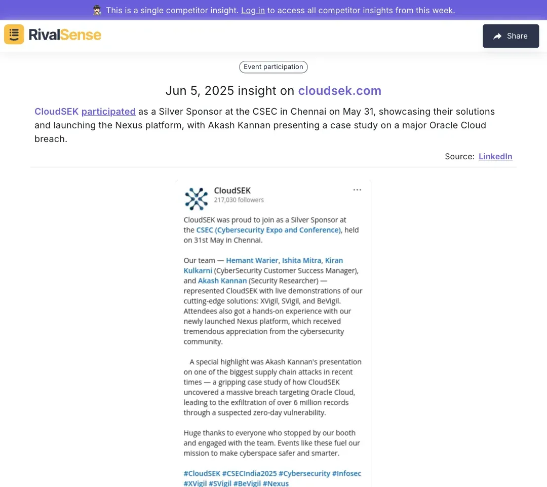 CloudSEK sponsorship at CSEC conference