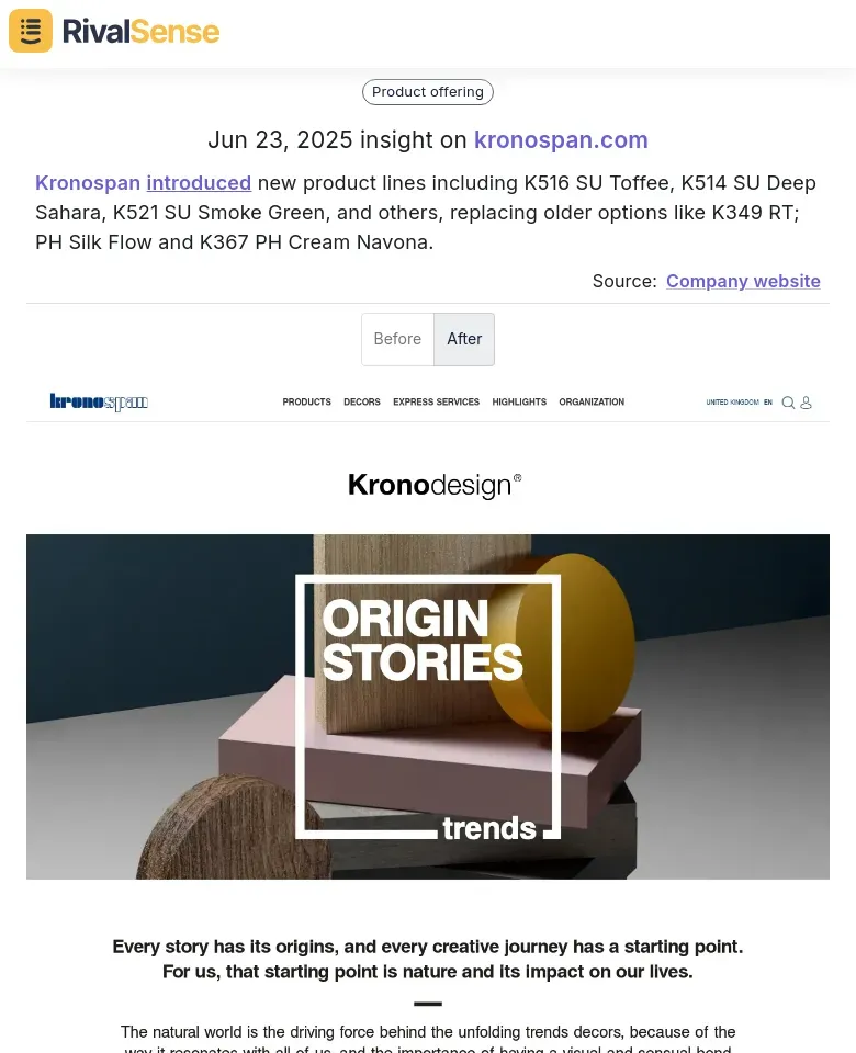 Kronospan new product lines