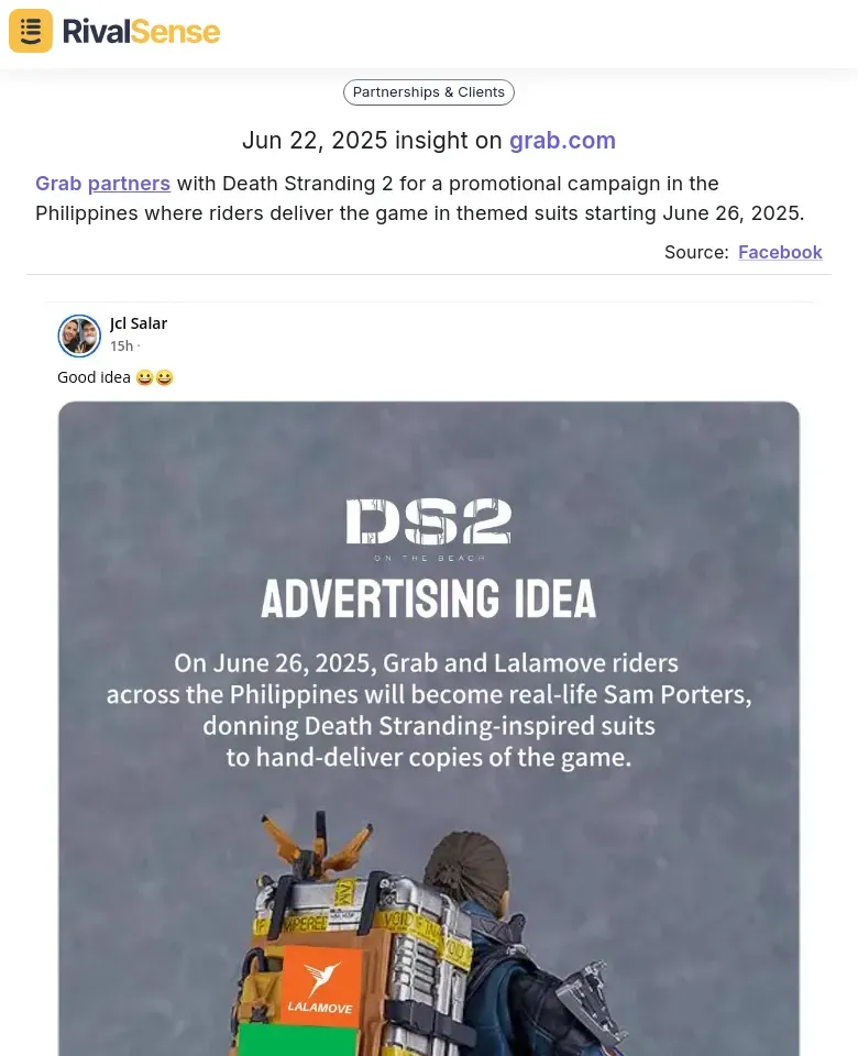 Grab Death Stranding Partnership
