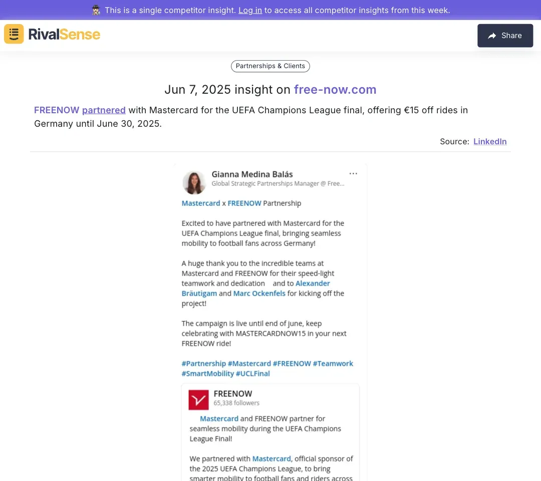 FREENOW-Mastercard Partnership