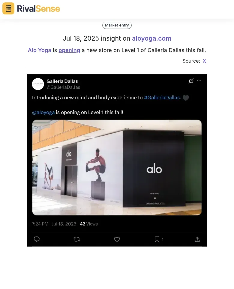 Alo Yoga expands to Galleria Dallas
