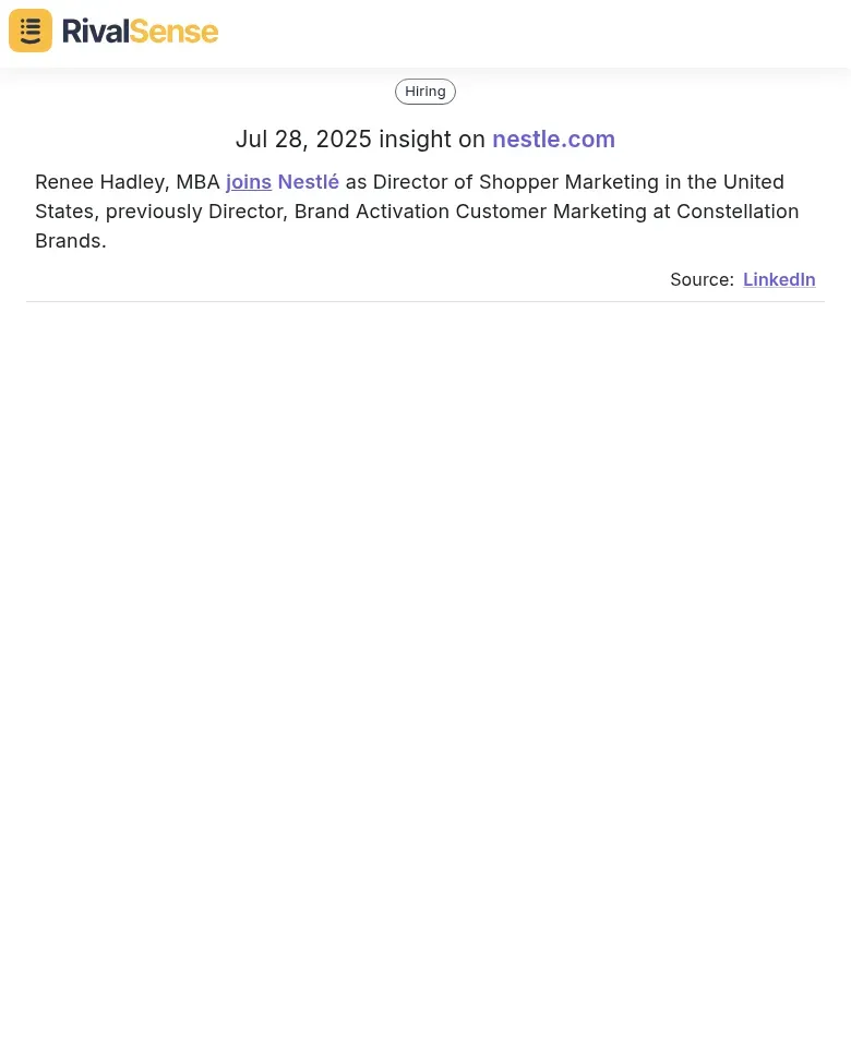 Nestlé Hiring Insight