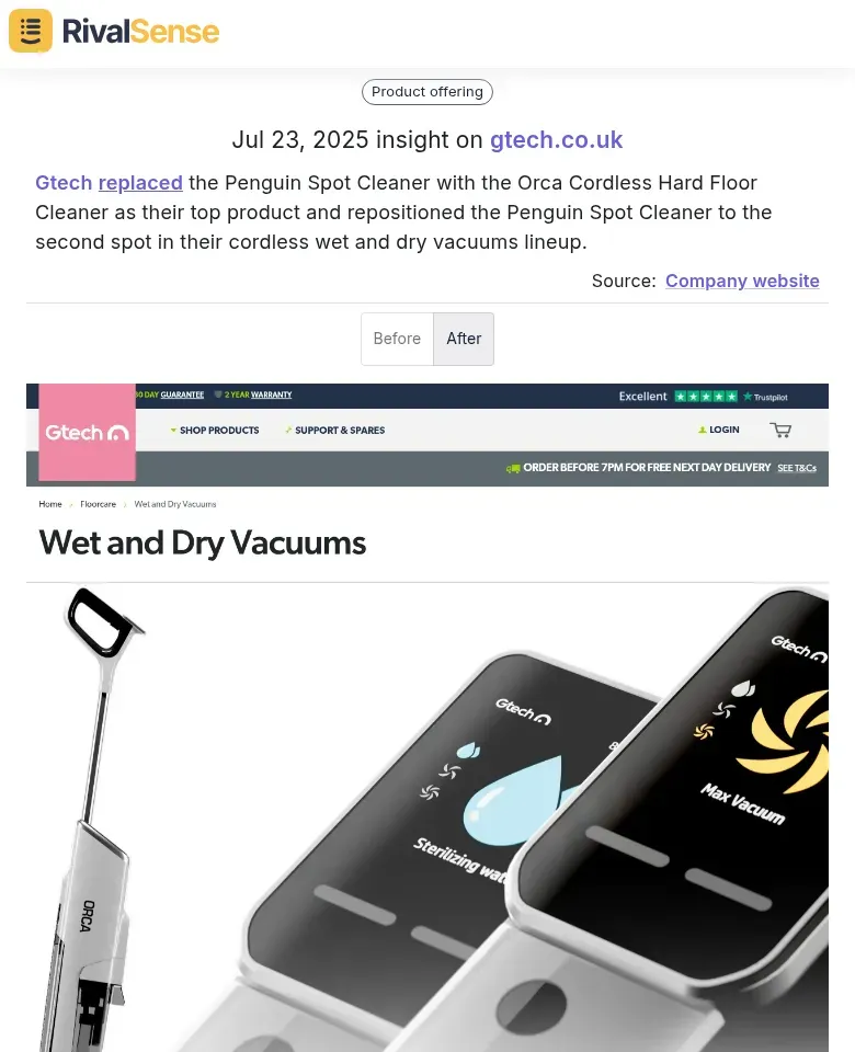 Gtech Product Repositioning