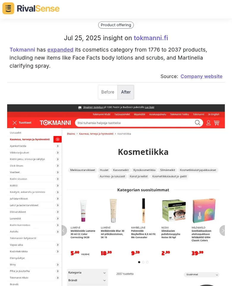 Tokmanni Cosmetics Expansion