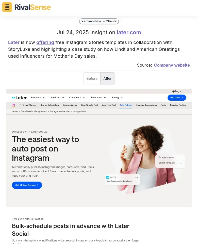 Later's partnership templates