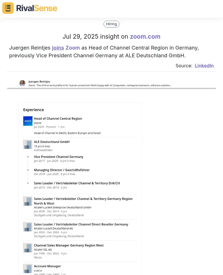 Juergen Reintjes joins Zoom