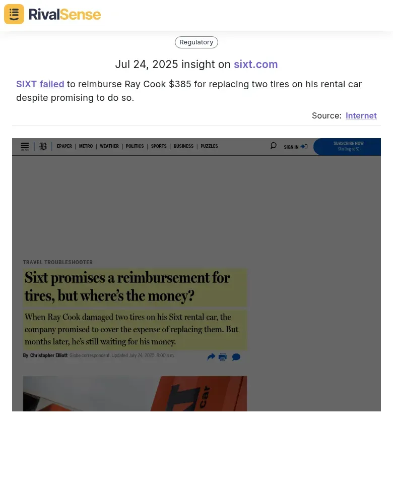 SIXT Reimbursement Failure