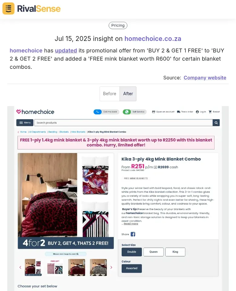 homechoice blanket promotion