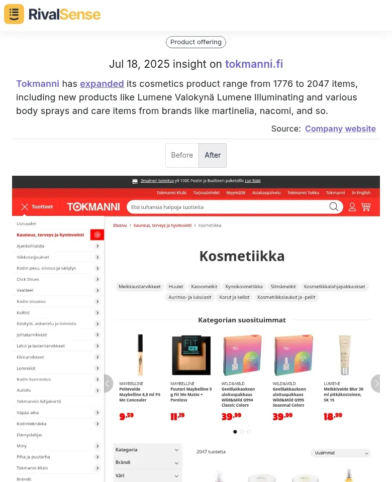 Tokmanni Cosmetics Expansion