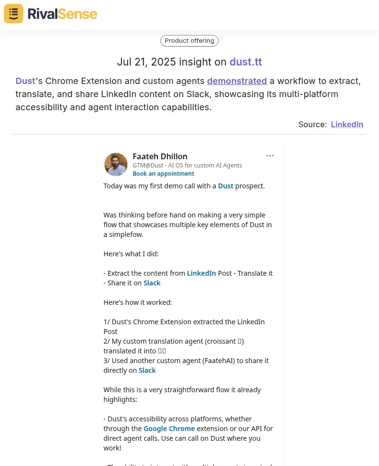 Dust's Chrome Extension workflow