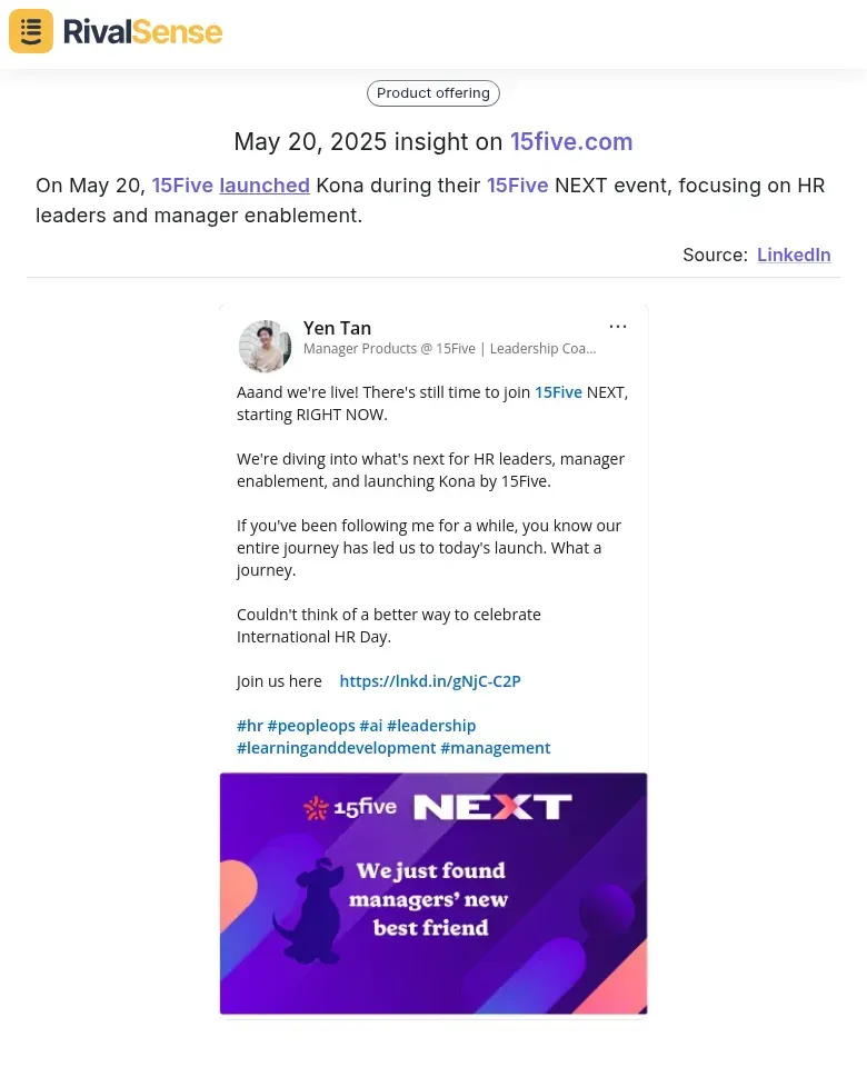 15Five NEXT Launch
