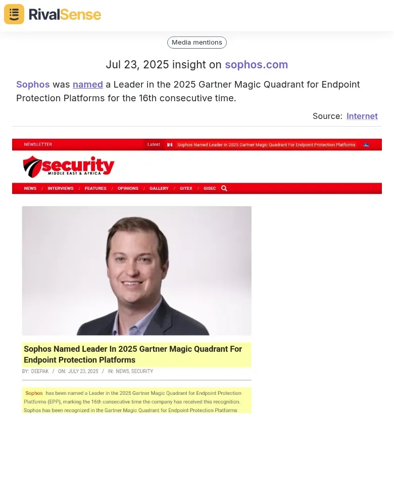 Sophos Leader in Gartner Magic Quadrant
