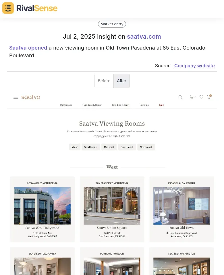 Saatva Pasadena Location