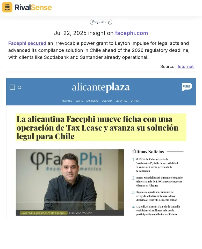 Facephi Regulatory Advance