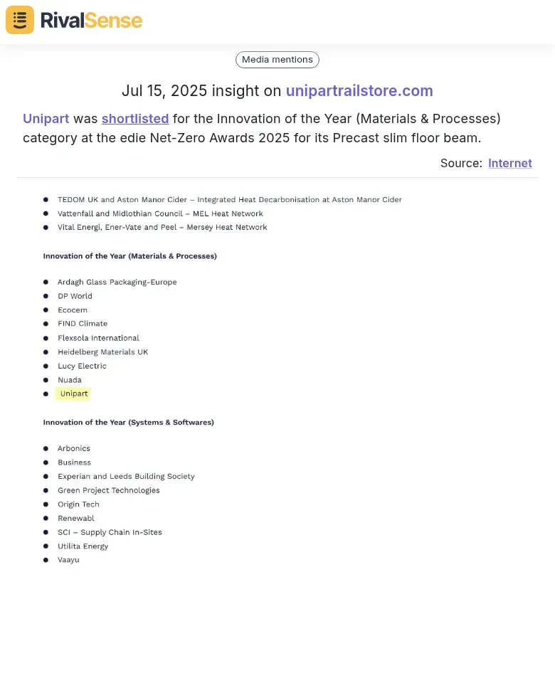 Unipart's Innovation Shortlist