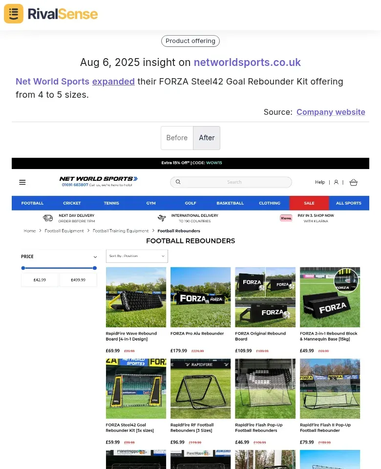 Net World Sports expanded their FORZA Steel42 Goal Rebounder Kit offering