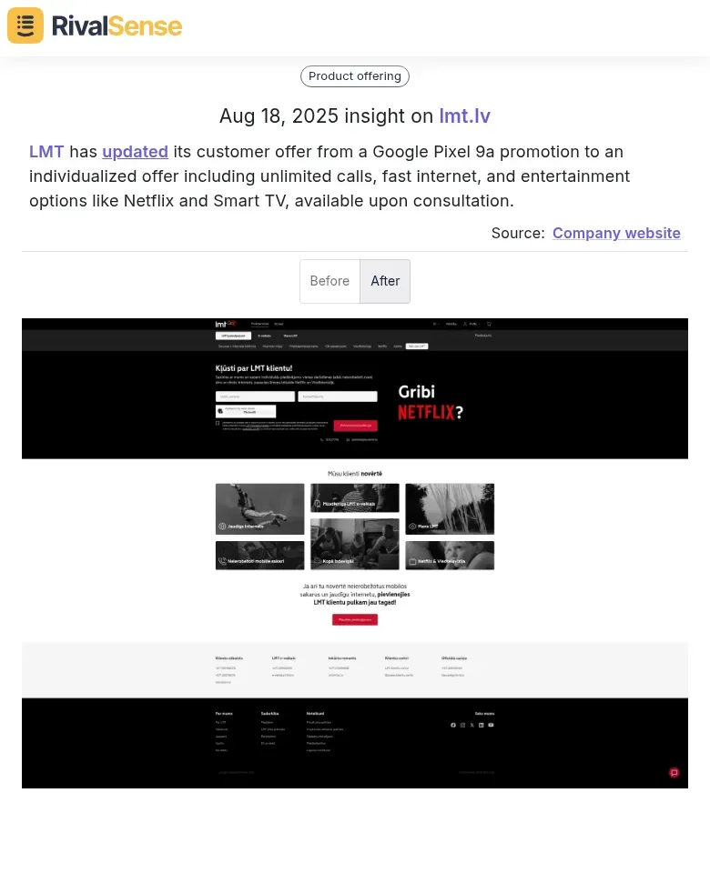 Pricing Update Example