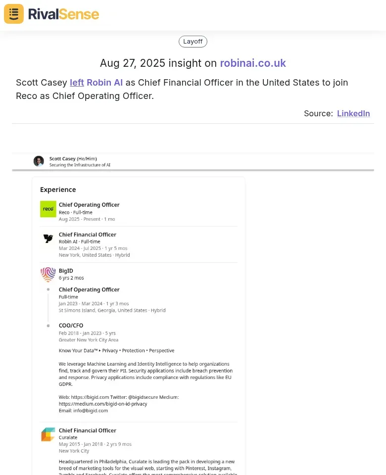 Scott Casey left Robin AI