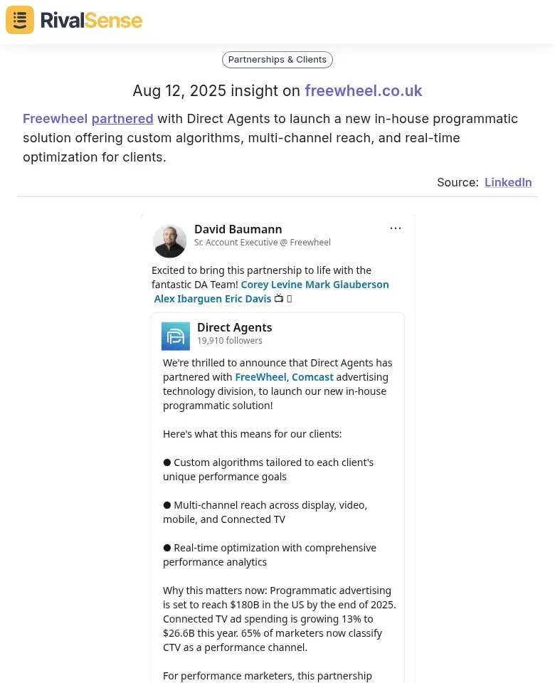 Freewheel partnership announcement