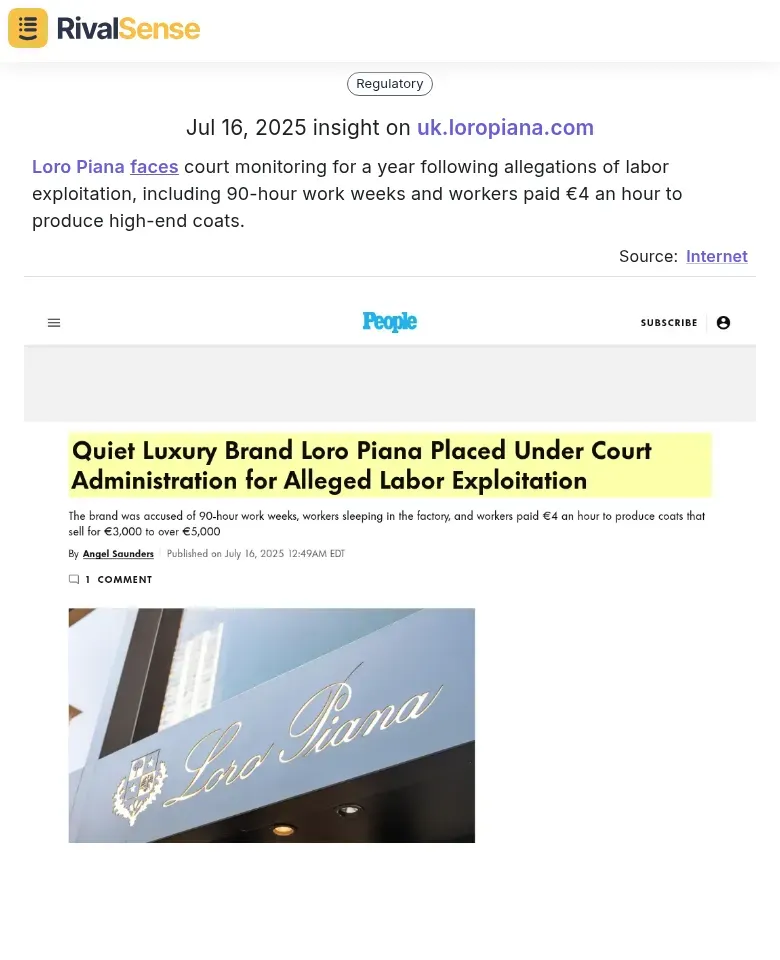 Loro Piana Labor Monitoring