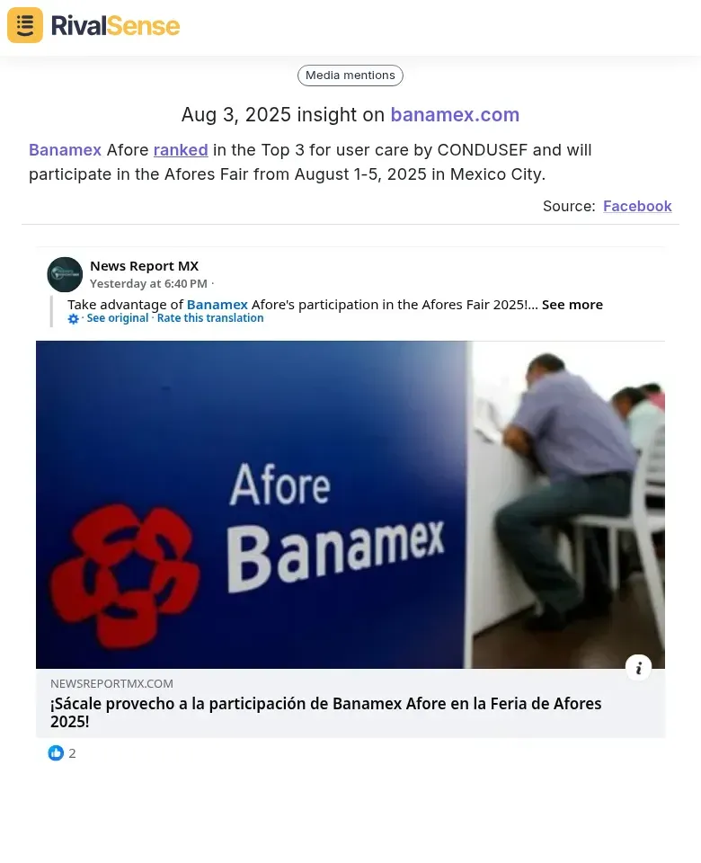 Banamex Afore recognition and event participation