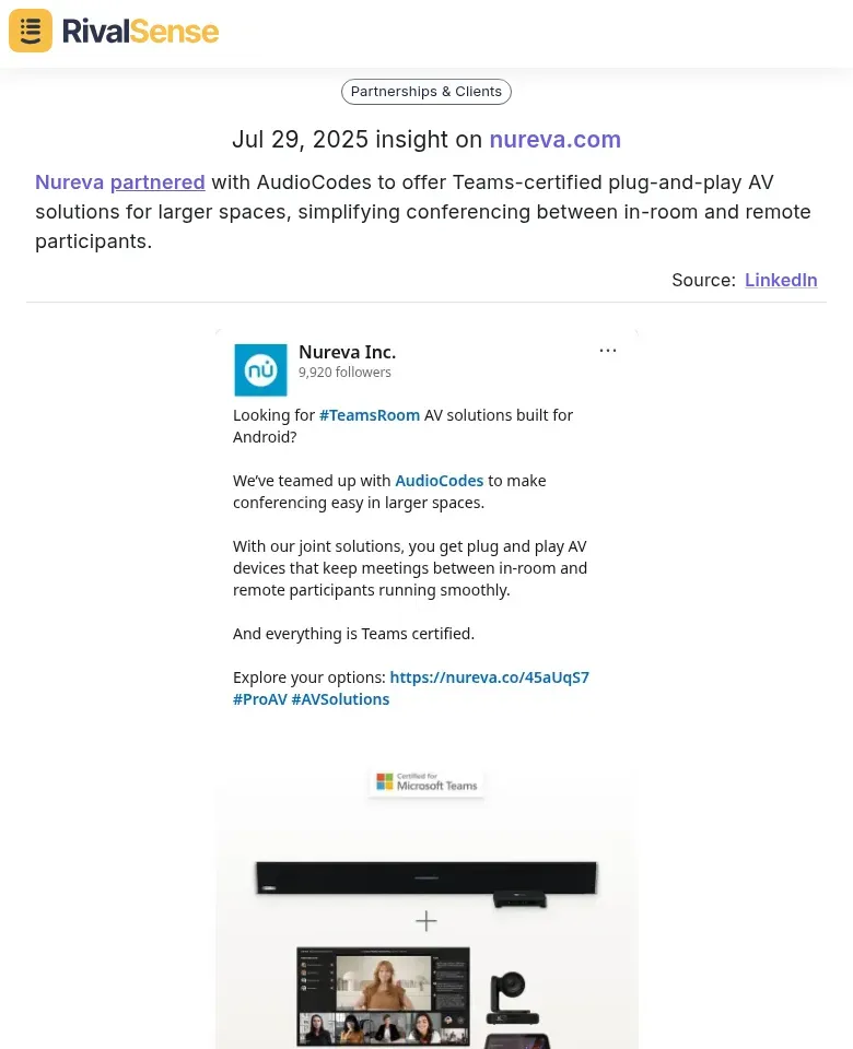 Nureva AudioCodes Partnership