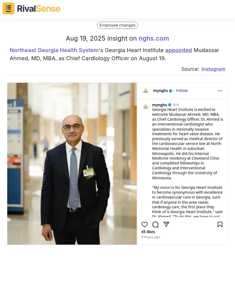Healthcare Leadership Appointment
