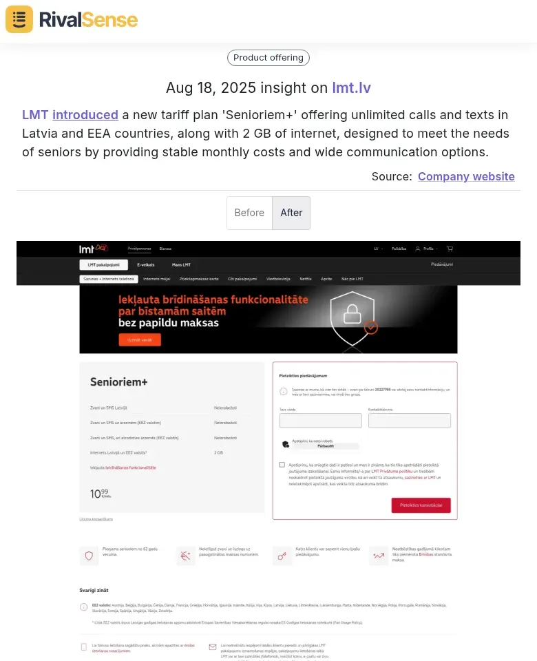 LMT tariff plan update