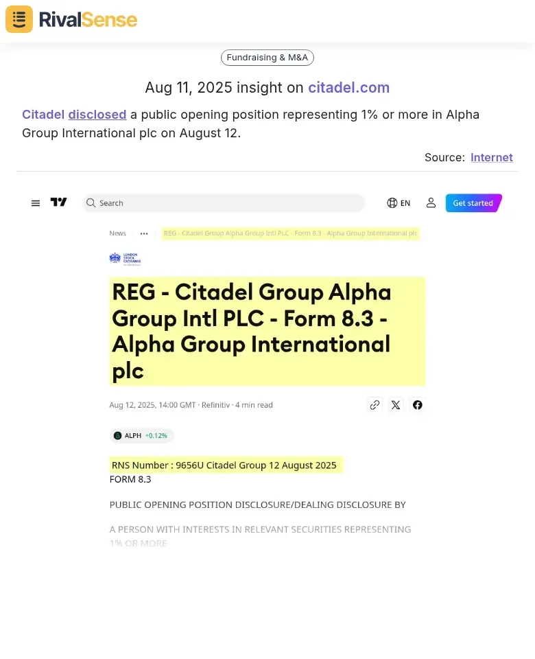 Citadel Position Disclosure