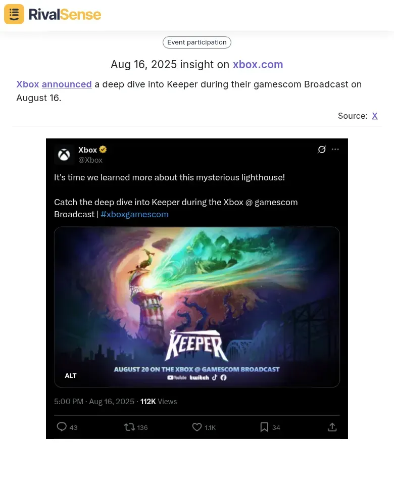Xbox Keeper Announcement