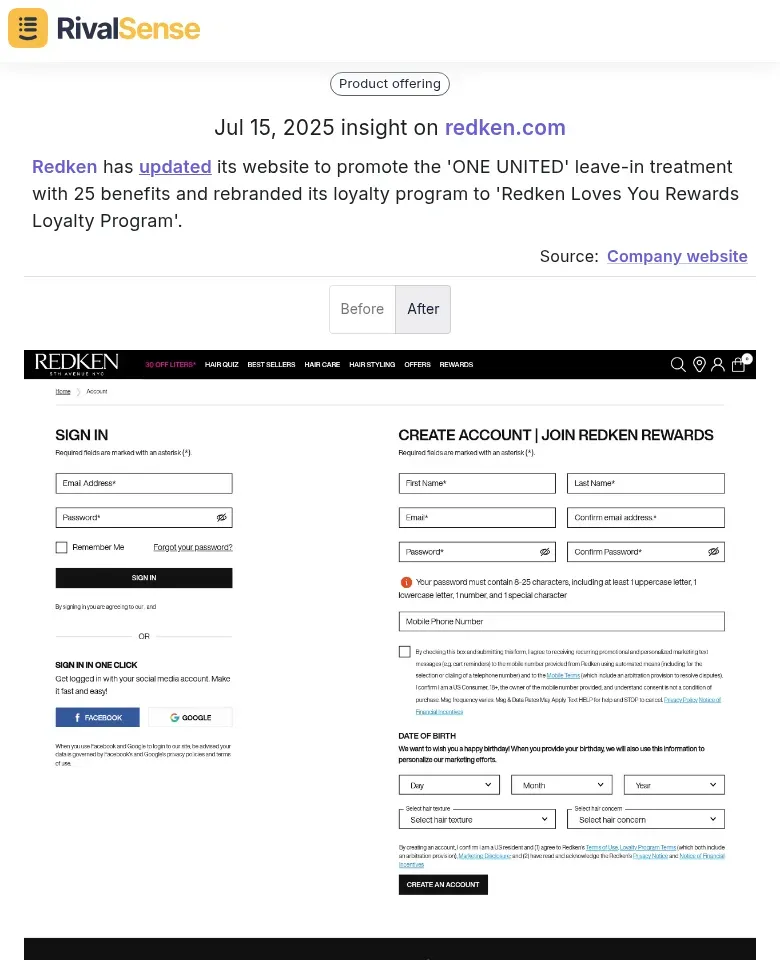 Redken Website Update