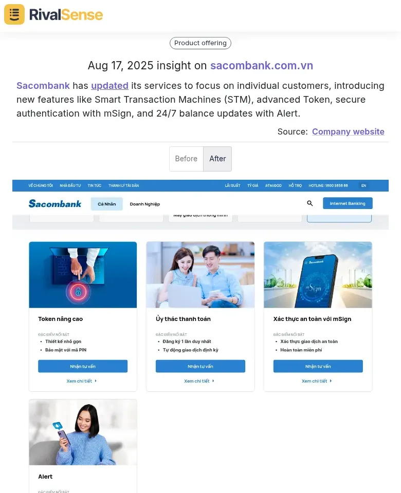 Sacombank Service Updates