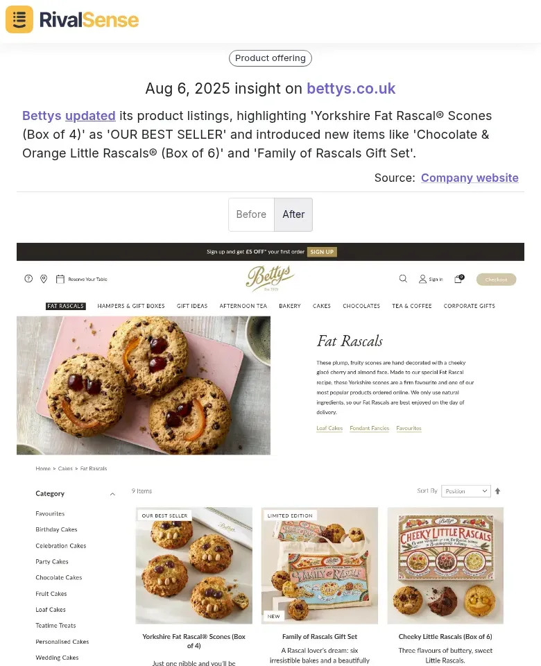 Bettys product promotions